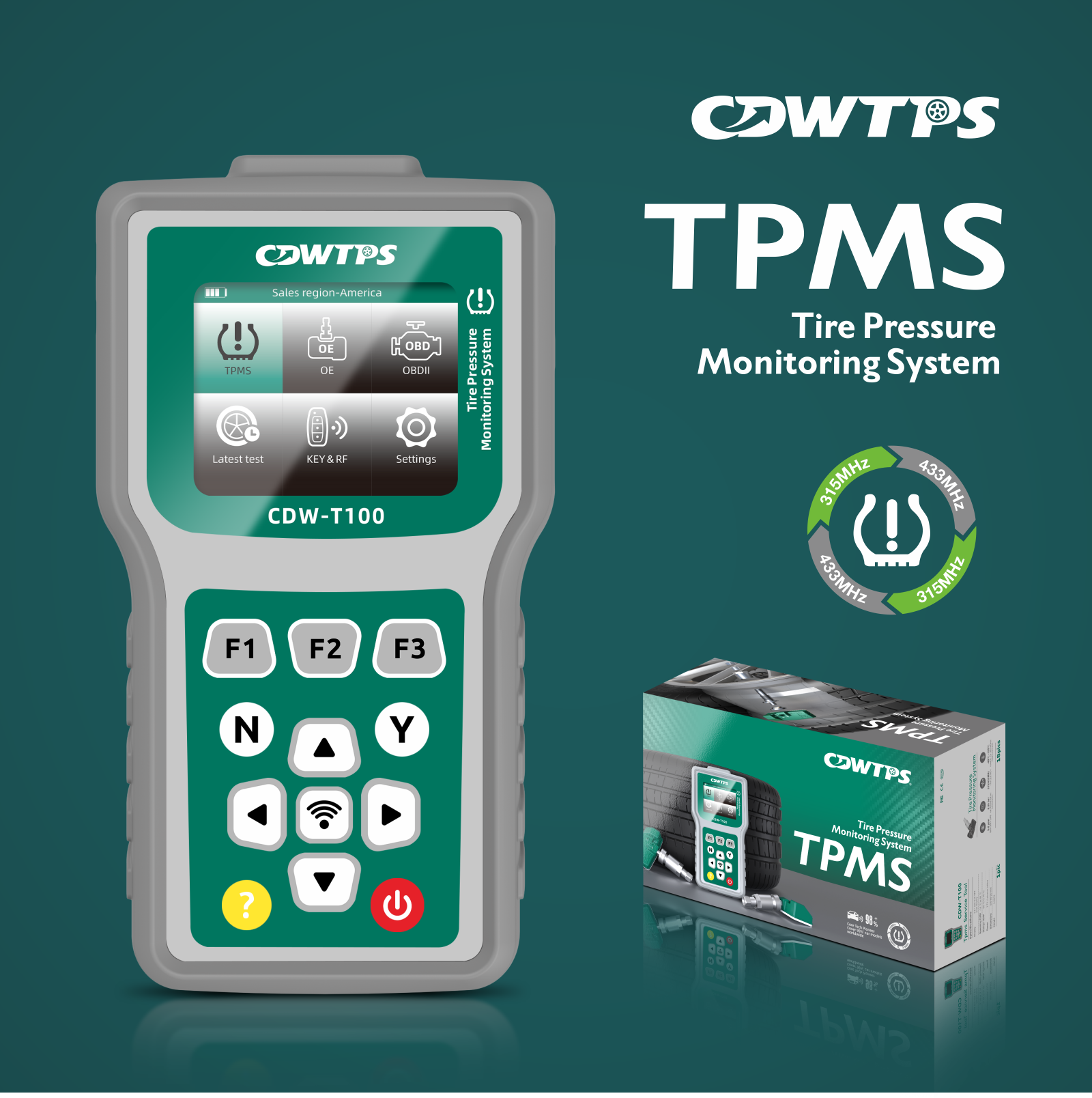 CDWTPS T100 TPMS tool, activation scan 315+433 sensors, TPMS programmi ...