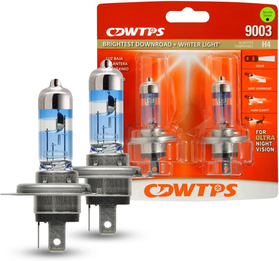 CDWTPS 9003 SilverStar Ultra High Performance Halogen Headlight Bulb, Brightest Downroad with Whiter Light (2 Bulbs)