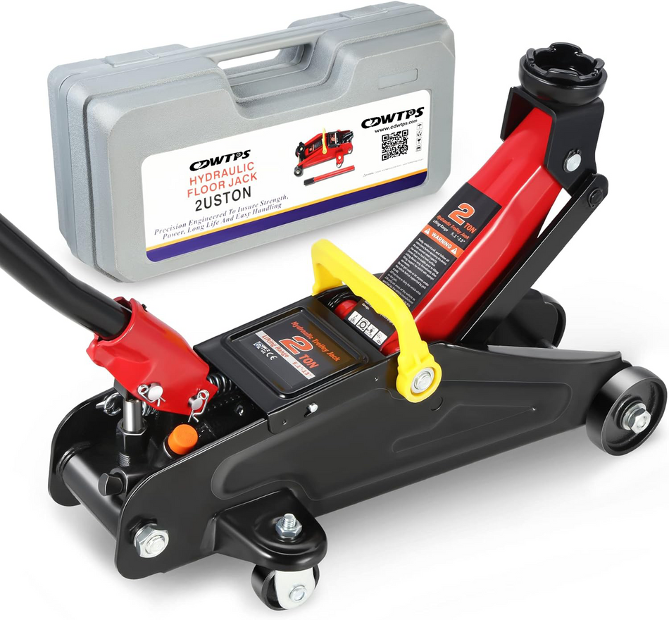 CDWTPS TOOLS-00234 Low Profile Hydraulic Trolley Service/Floor Jack, 2 Ton (4000 lbs) Capacity, Lifting Range 5.1"-13", Black