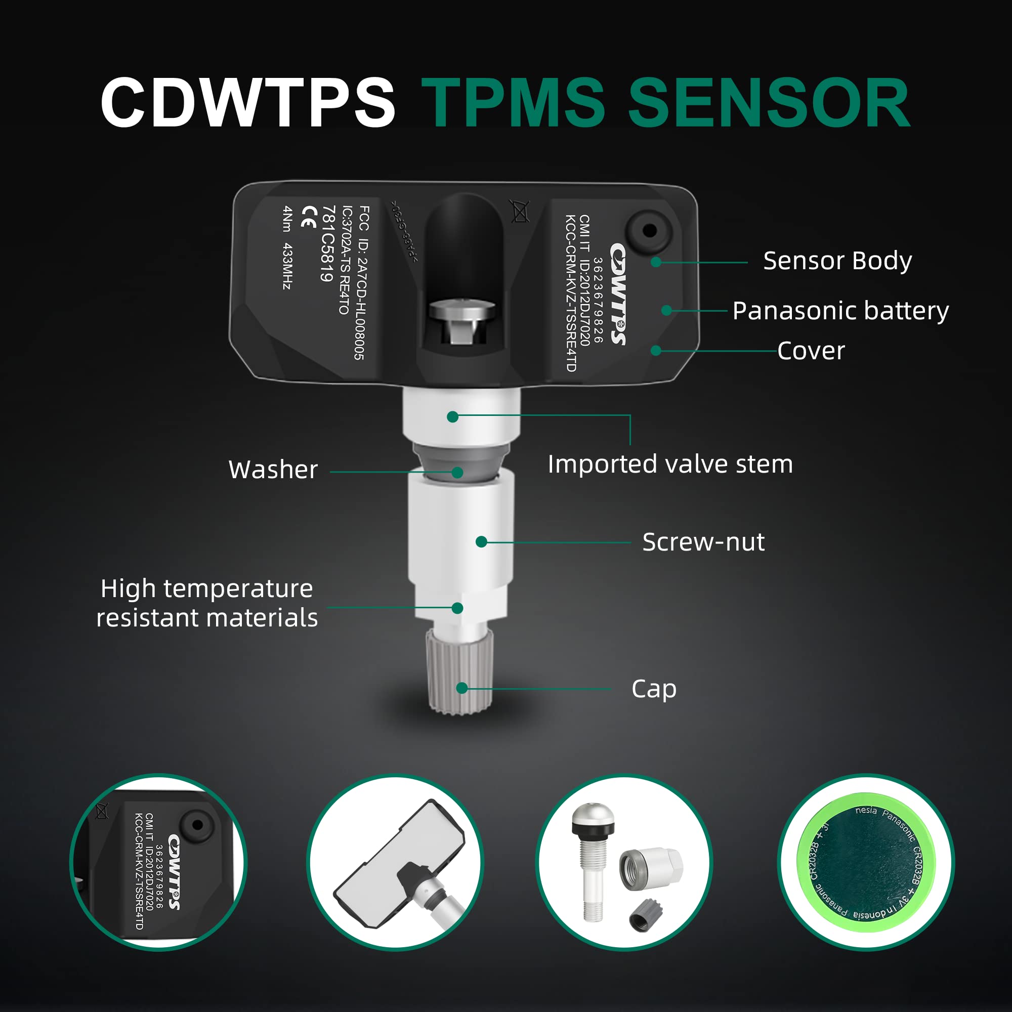 CDWTPS Tire Pressure Sensor,36236798726 TPMS Sensor,433MHZ