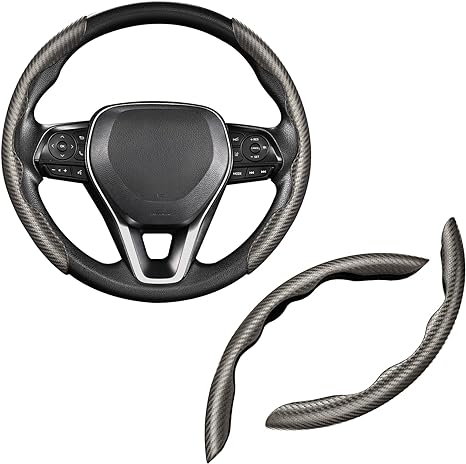 CDWTPS Carbon Fiber Steering Wheel Cover - Anti-Slip, Comfortable Grip for Men/Women - Durable, Universal Car Accessory (Black)