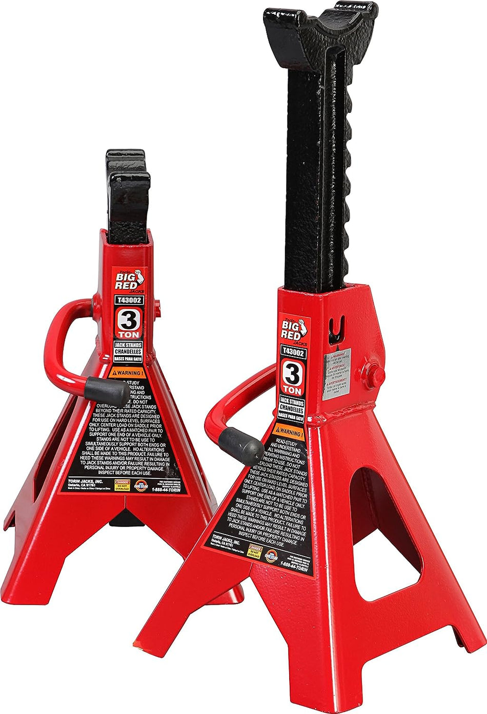 CDWTPS Steel Jack Auto Stands, 3 Ton Capacity, 1 Pair, Black and Red