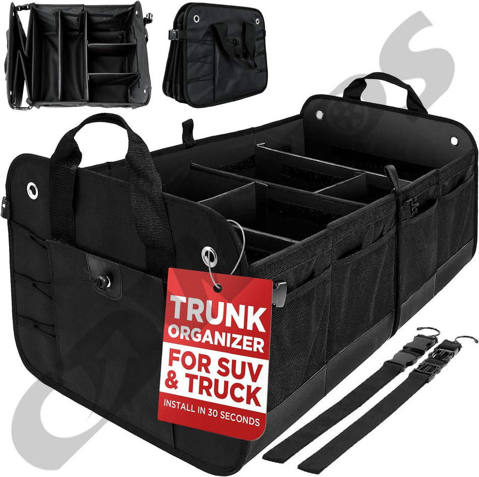 CDWTPS Truck Bed Organizer | Trunk Organizer for SUV, Truck, Car | Extra Large Premium Expandable Compartments Lightweight Foldable Cargo Organizer, | Suv and Truck Organizer For Heavy Loads